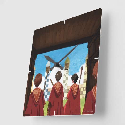 Horloge Carrée HARRY POTTER™ & GRYFFINDOR™ QUIDDITCH™ Team (Angle)