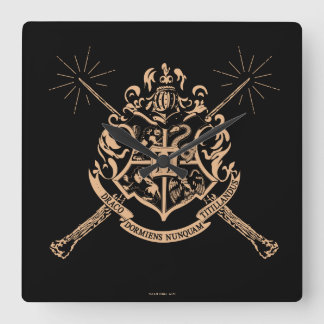 Horloge Carrée Harry Potter | Hogwarts Crossed Wands Crest