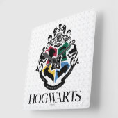 Horloge Carrée Harry Potter | HOGWARTS™ Pride School Crest (Angle)