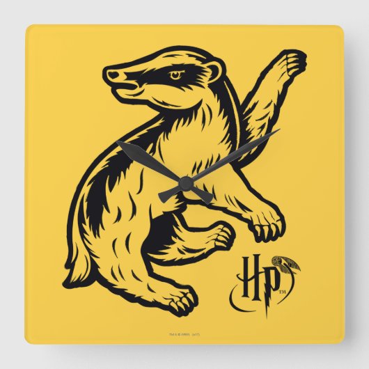 Horloge Carrée Harry Potter | Icône Badger Hufflepuff (Recto)