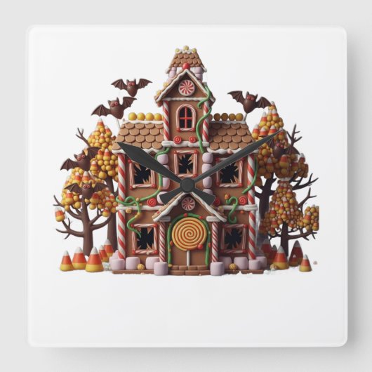 Horloge Carrée Haunted Gingerbread House (Recto)