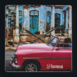 Horloge Carrée Havana Cuba Voiture rouge Vintage<br><div class="desc">Havana Cuba Voiture rouge Vintage</div>