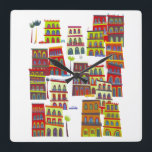 Horloge Carrée Havane Cuba<br><div class="desc">Art urbain contemporain basé sur La Havane, Cuba. Couleurs vives et détails amusants. Art original de Nic Squirrell.</div>