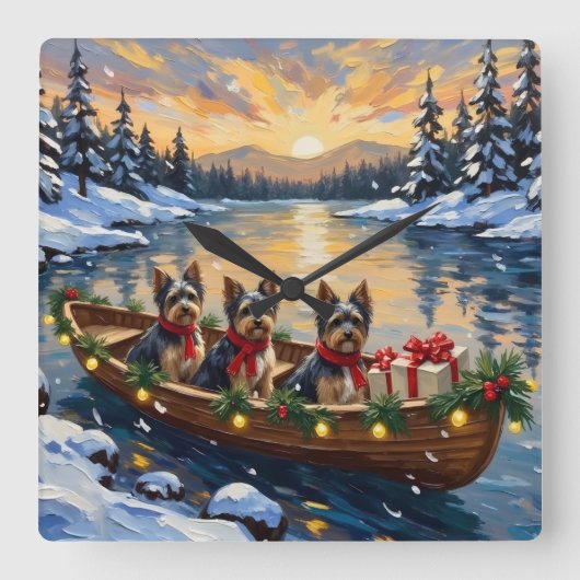 Horloge Carrée Havanese Christmas Boat Holiday (Recto)
