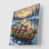 Horloge Carrée Havanese Christmas Boat Holiday (Angle)