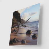 Horloge Carrée Hawaii, Kauai, Haena State Park 2 (Angle)