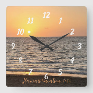 Horloge Carrée Hawaii Sunset photo
