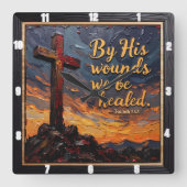 Horloge Carrée Healing Power: Isaiah 53:5 (Recto)