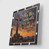 Horloge Carrée Healing Power: Isaiah 53:5 (Angle)