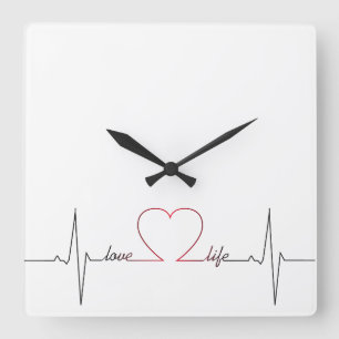 Horloge Carrée Heart beat with love life