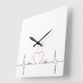 Horloge Carrée Heart beat with love life (Angle)