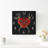 Horloge Carrée Heart & Daggers Square Clock (Maison)