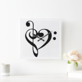 HORLOGE CARRÉE "HEART SHAPED MUSICAL NOTE" CLOCK (Maison)
