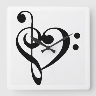 HORLOGE CARRÉE "HEART SHAPED MUSICAL NOTE" CLOCK