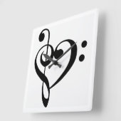 HORLOGE CARRÉE "HEART SHAPED MUSICAL NOTE" CLOCK (Angle)