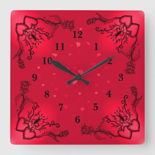 Horloge Carrée Heart with Flower and Butterfly (Recto)