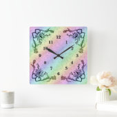 Horloge Carrée Heart with Flower and Butterfly (Maison)