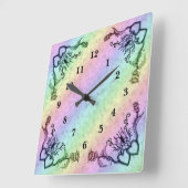 Horloge Carrée Heart with Flower and Butterfly (Angle)