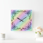 Horloge Carrée Heart with Flower and Butterfly (Maison)