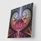 Horloge Carrée Heartbeat, Abstrait surreal Imaginaire Fractal Art (Angle)