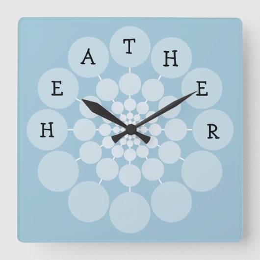 Horloge Carrée HEATHER Modern Fun Name Clock (Recto)