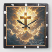 Horloge Carrée Heaven's Gate Golden Cross Cloud Revelation 21:4 (Recto)