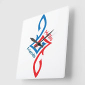 Horloge Carrée Hello Friends Simple Happy Greeting Design (Angle)