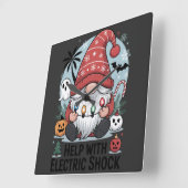 Horloge Carrée Help With Electric Shock – Funny Christmas  (Angle)