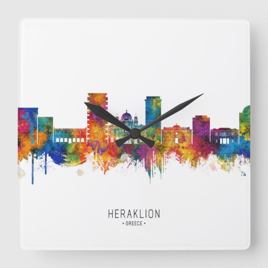 Horloge Carrée Héraklion Grèce Skyline (Recto)