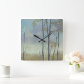 Horloge Carrée Herbe bordée d'arbres de blé I (Maison)