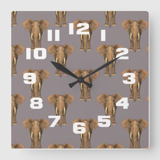 Horloge Carrée Herd d'Eléphants (Recto)