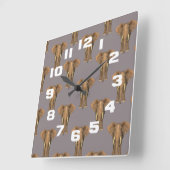 Horloge Carrée Herd d'Eléphants (Angle)