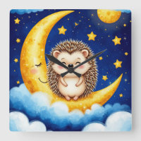 Hérisson Mignon Croissant de Lune Doré