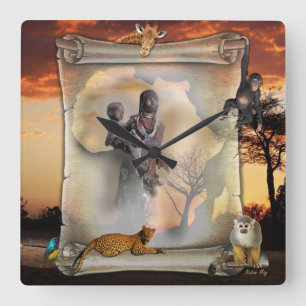 Horloge Carrée Heure africaine