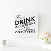 Horloge Carrée Heure de boire l'horloge murale de champagne (Maison)