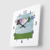 Horloge Carrée Heure de faire la blanchisserie (Angle)