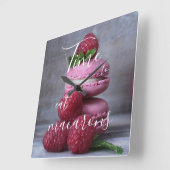 Horloge Carrée Heure de manger Macarons (Angle)