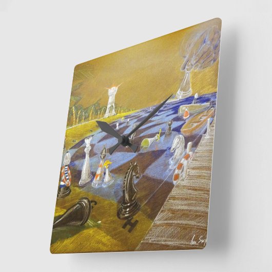 Horloge Carrée Heure des échecs (Angle)