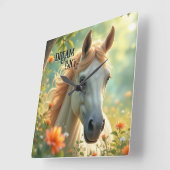 Horloge Carrée Heure d'été du Cheval de rêve (Angle)