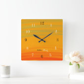 Horloge Carrée Heure Dorée – Dégradé de Coucher de Soleil (Maison)