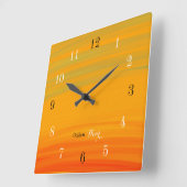 Horloge Carrée Heure Dorée – Dégradé de Coucher de Soleil (Angle)
