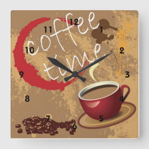 Horloge Carrée Heure du café