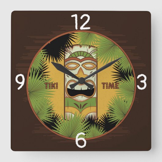 Horloge Carrée Heure Tiki (Recto)