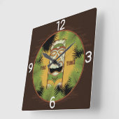 Horloge Carrée Heure Tiki (Angle)