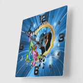 Horloge Carrée Heures de lecture de musique (Angle)