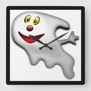 HORLOGE CARRÉE "HEUREUX HALLOWEEN" GHOST