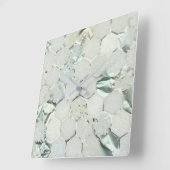 Horloge Carrée Hexagone Aqua Mint Marbre métallique Honecom (Angle)