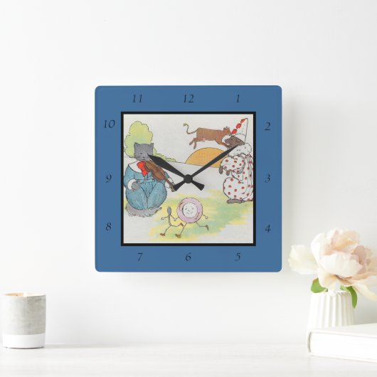 Horloge Carrée Hey Diddle Diddle The Cat and Fiddle Rhyme (Maison)