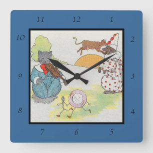 Horloge Carrée Hey Diddle Diddle The Cat and Fiddle Rhyme
