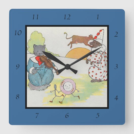 Horloge Carrée Hey Diddle Diddle The Cat and Fiddle Rhyme (Recto)